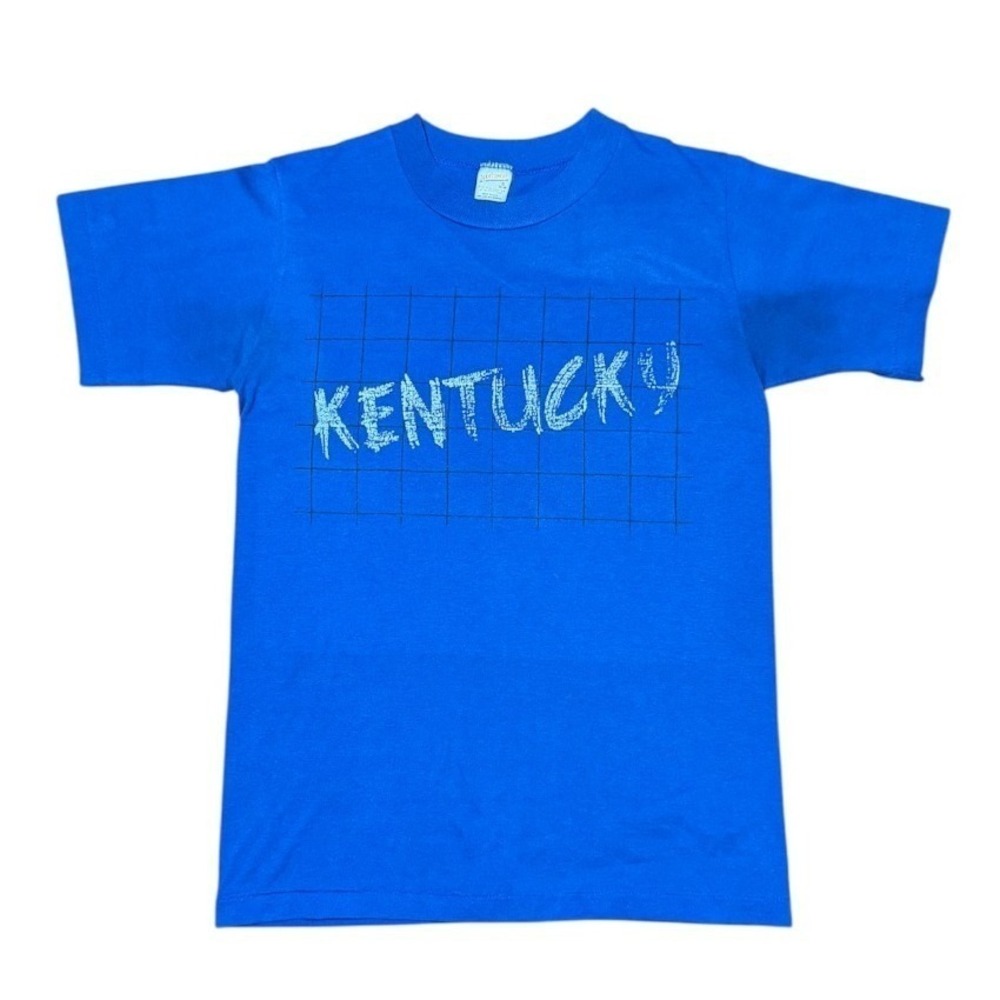Vintage 80s Kentucky American State USA Grid Graphic Souvenir Tourist T-shirt